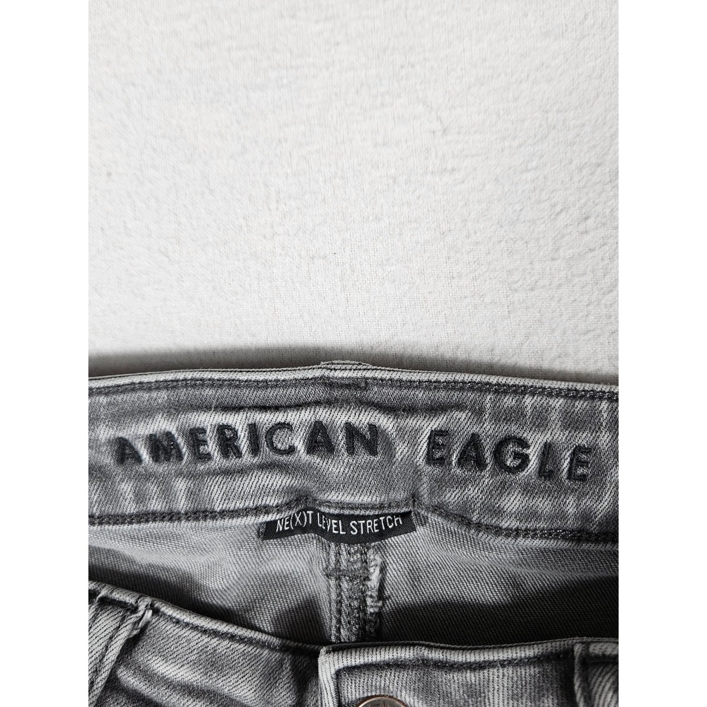 American Eagle Super Hi-Rise Jegging Gray Distressed Next Level Stretch Size 6 - Picture 5 of 12